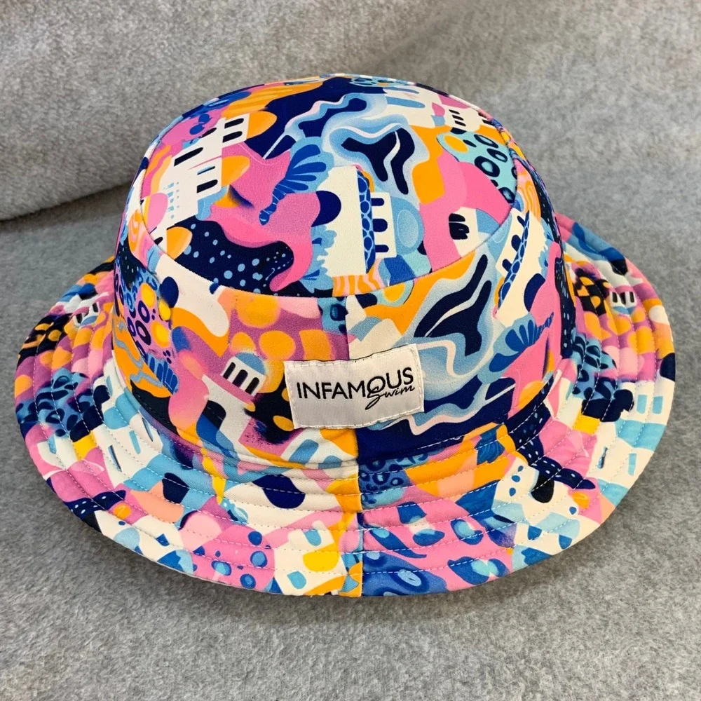 Abstract Santorini Print Baby Toddler Multi Infamous Swim Bucket Hat UPF 50+ 0-5